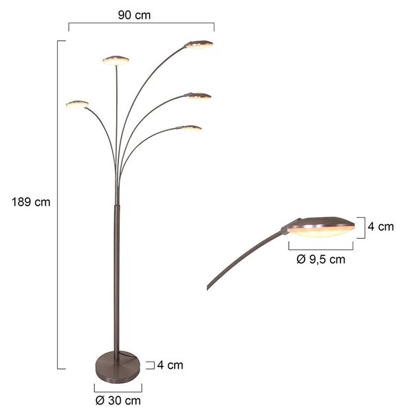 Mexlite Moderne - Vloerlamp - Staal - 5 lichts - Springfield
