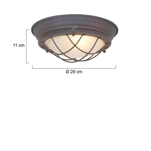 Mexlite Industriële plafondlamp Kaj 1-lichts bruin