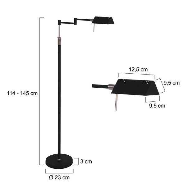 Mexlite Moderne vloerlamp Karl LED zwart