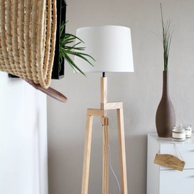 Vloerlamp Bess Hout Wit