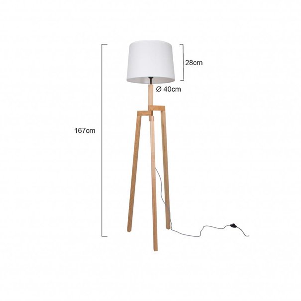 Mexlite Landelijke vloerlamp Bess Hout wit