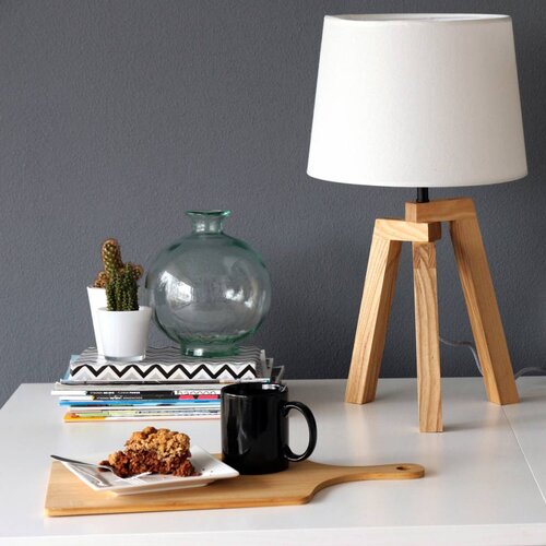 Landelijke tafellamp Bess Hout wit