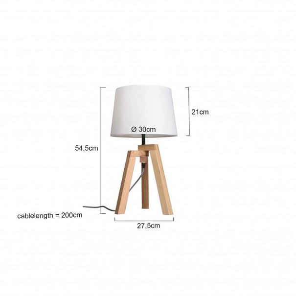 Mexlite Landelijke tafellamp Bess Hout wit