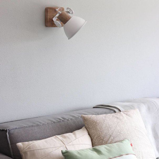 Mexlite Landelijke wandlamp Gearwood 1-lichts wit