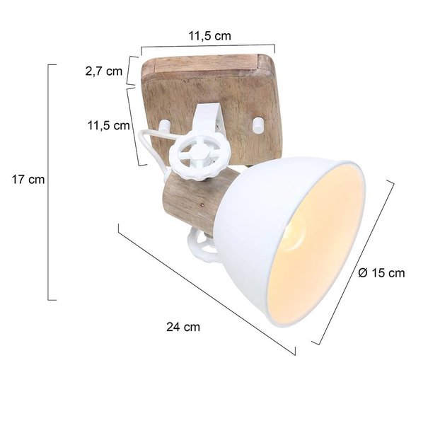 Mexlite Landelijke wandlamp Gearwood 1-lichts wit