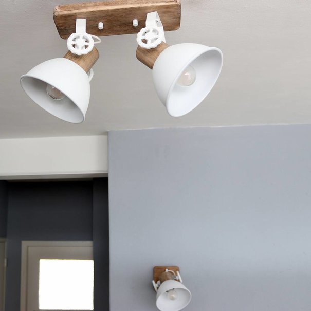 Mexlite Landelijke opbouwspot Gearwood 2-lichts wit