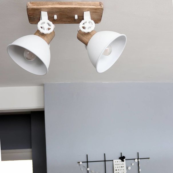 Mexlite Landelijke opbouwspot Gearwood 2-lichts wit