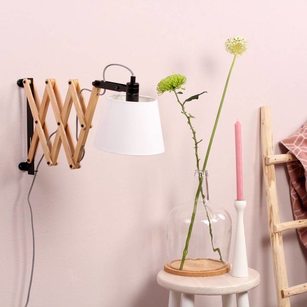 Mexlite Landelijke wandlamp Liv uittrekbaar wit