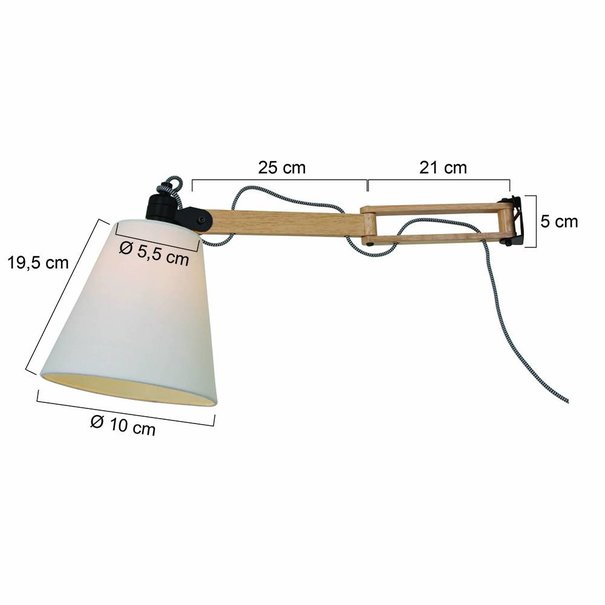 Mexlite Landelijke wandlamp Liv Eikenhout wit