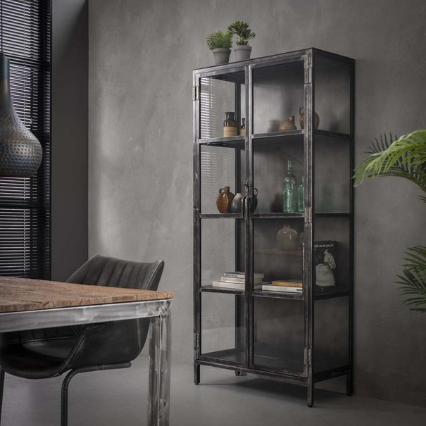 BelaLuz Industriële vitrinekast Kite 190 cm gun metal
