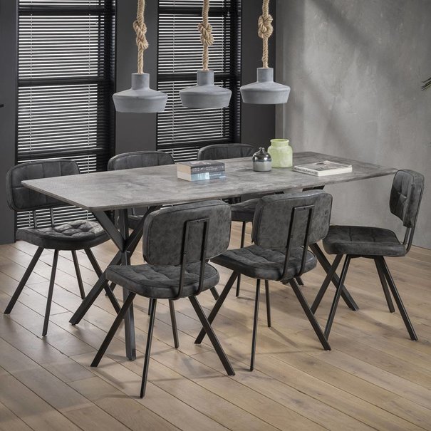 BelaLuz Industriële eetkamertafel Jools 190 cm betonlook