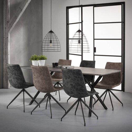 Industriële eetkamertafel Jools 190 cm betonlook