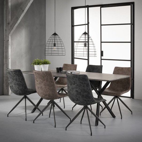 BelaLuz Industriële eetkamertafel Jools 190 cm betonlook
