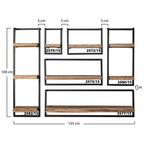 BelaLuz Landelijke - wandplank - acaciahout - 30x100cm - Orlando