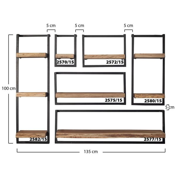 BelaLuz Landelijke wandplank Orlando 30 x 100 cm acaciahout