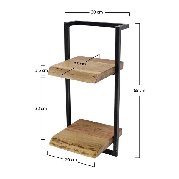 BelaLuz Landelijke - wandplank - acaciahout - 30x65cm - Orlando