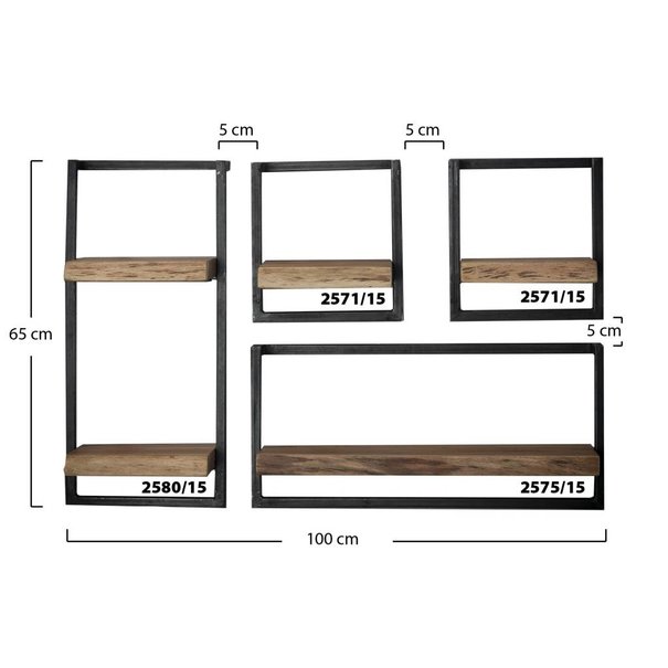BelaLuz Landelijke wandplank Orlando 30 x 65 cm acaciahout