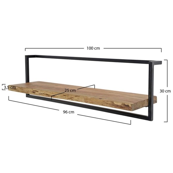 BelaLuz Landelijke wandplank Orlando 100 cm acaciahout