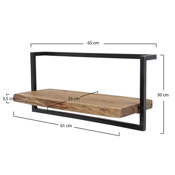 BelaLuz Landelijke wandplank Orlando 65 cm acaciahout