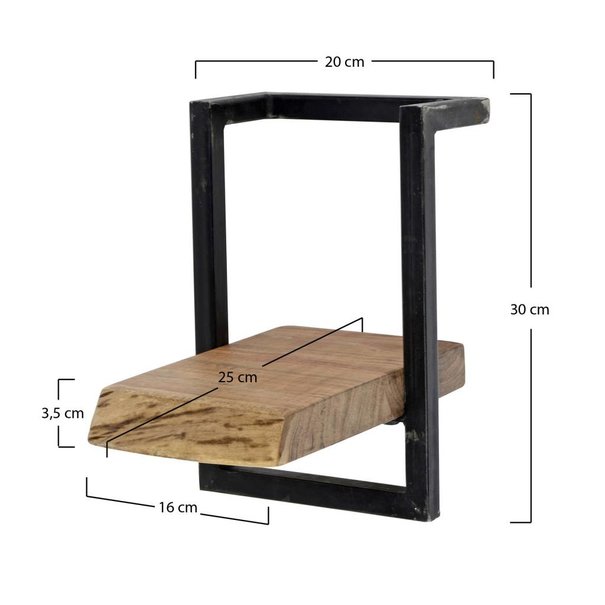BelaLuz Landelijke wandplank Orlando 20 cm acaciahout