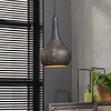 BelaLuz Industriële hanglamp Chingo 1-lichts zwart bruin