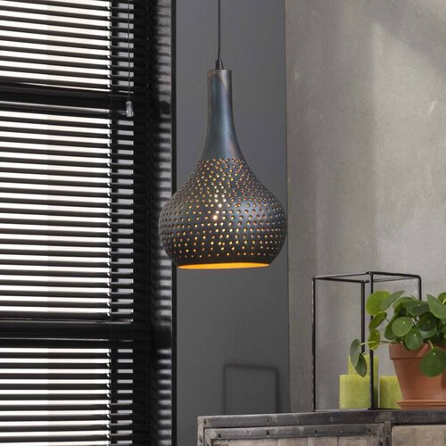 Industriële hanglamp Chingo 1-lichts zwart bruin