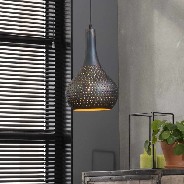 BelaLuz Industriële hanglamp Chingo 1-lichts zwart bruin