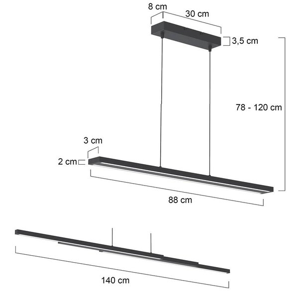 Steinhauer Moderne - Hanglamp - Zwart - Uittrekbaar - Zelena Motion