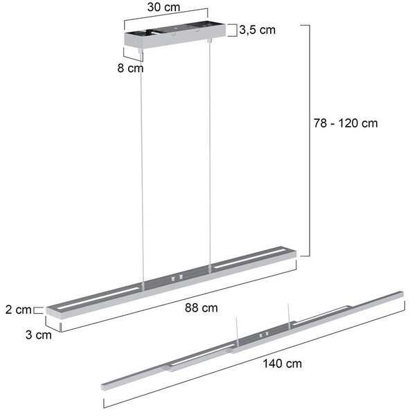 Steinhauer Moderne - Hanglamp - Staal - Uittrekbaar - Zelena Motion