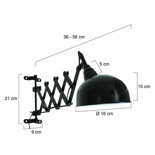 Steinhauer Moderne - Wandlamp - Zwart - Uittrekbaar - Yorkshire