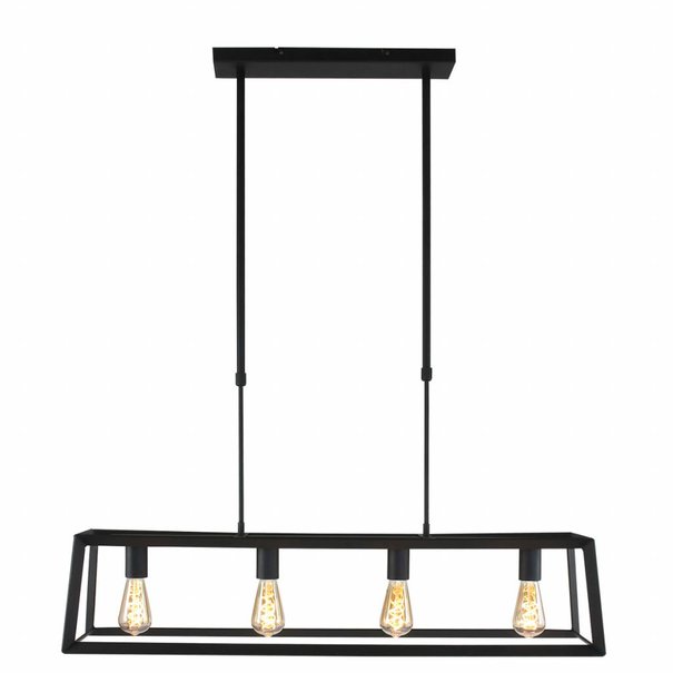 Mexlite Industriële hanglamp Buckley 4-lichts zwart