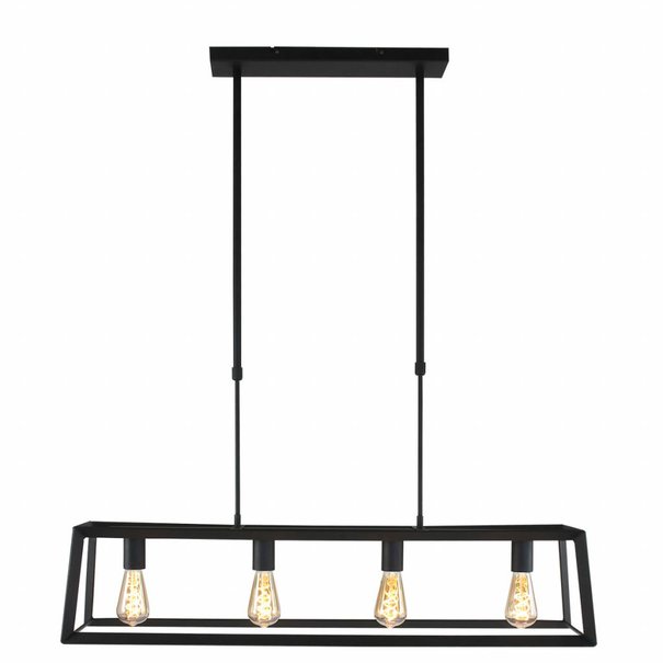 Mexlite Industriële - Hanglamp - Zwart - 4 lichts - Buckley