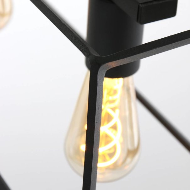 Mexlite Industriële hanglamp Buckley 4-lichts zwart