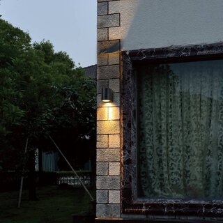 Buiten wandlamp Logan 1-lichts rond Zwart