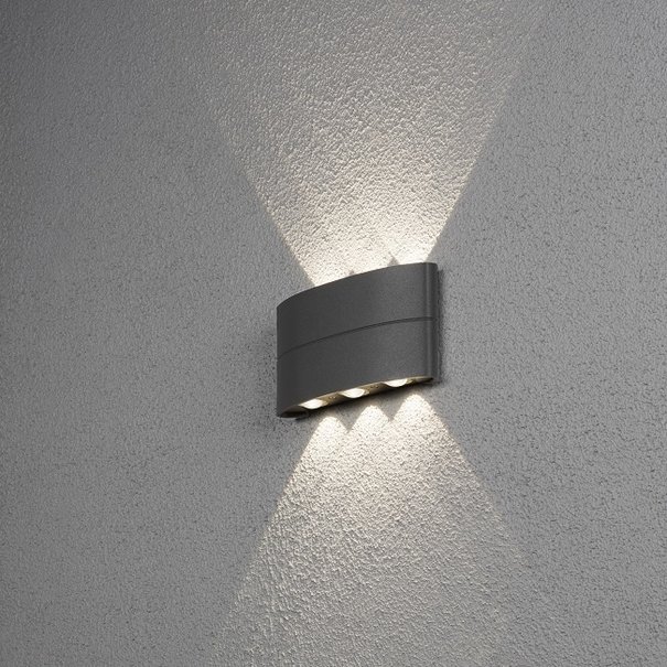 Konstsmide Moderne buiten wandlamp Chieri PowerLED 6x 1,33W antraciet