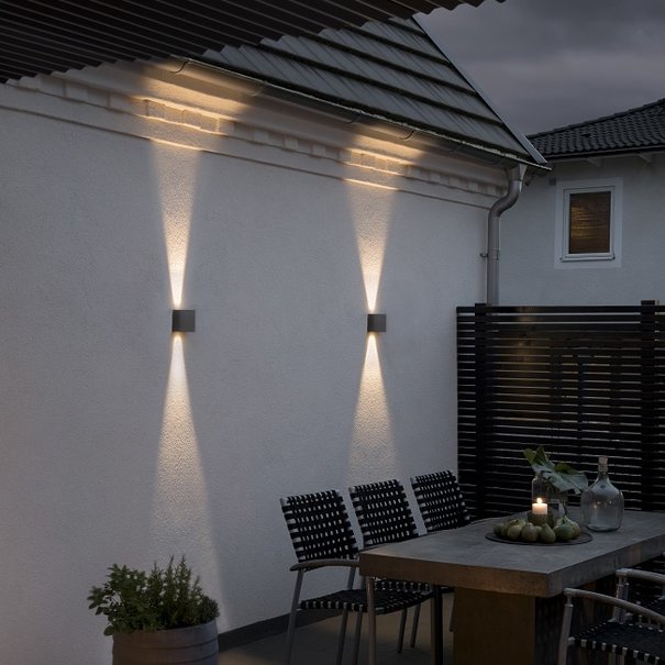 Konstsmide Moderne buiten wandlamp Chieri PowerLED 2x 6W antraciet