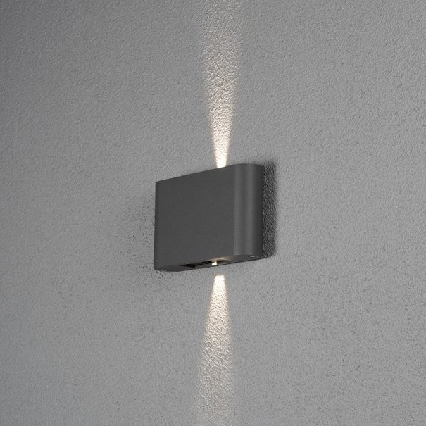 Konstsmide Moderne buiten wandlamp Chieri PowerLED 2x 6W antraciet