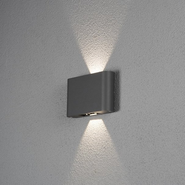Konstsmide Moderne buiten wandlamp Chieri PowerLED 2x 6W antraciet