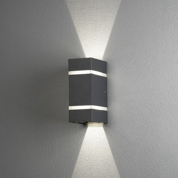 Konstsmide Moderne buiten wandlamp Cremona PowerLED 2x 3W antraciet