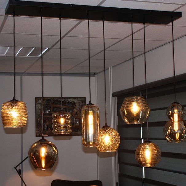 Moderne hanglamp Quinto 8-lichts zwart