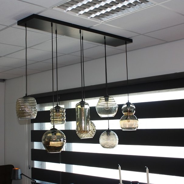 Moderne hanglamp Quinto 8-lichts zwart