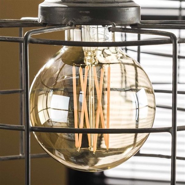 BelaLuz Lichtbron E27 LED 6W Ø9,5 cm Bol Filament Amber Dimbaar