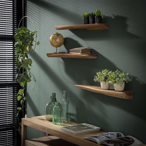 Landelijke wandplank Kayne 60 cm 3 set massief acaciahout