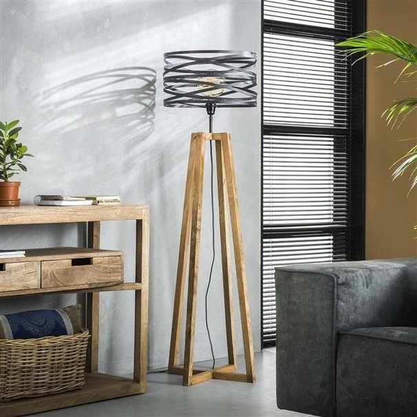 BelaLuz Landelijke vloerlamp Morgan Ø40 cm bruin