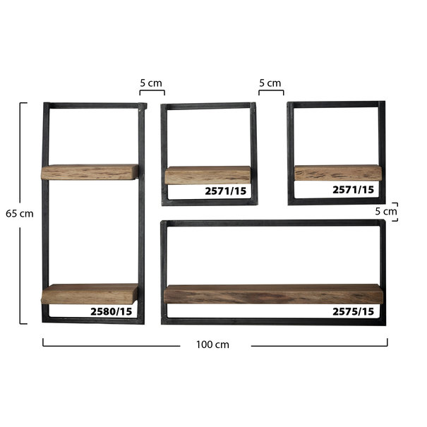 BelaLuz Landelijke - wandplank - acaciahout - 30cm - Orlando