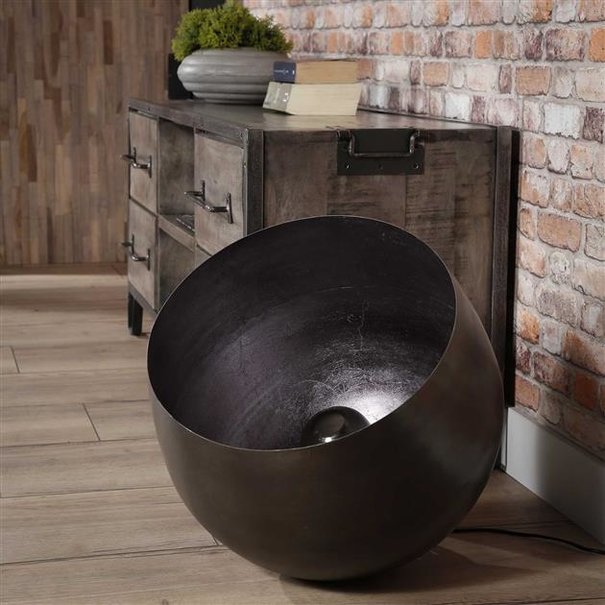 BelaLuz Industriële vloerlamp Zenzi Ø50 cm zwart nikkel