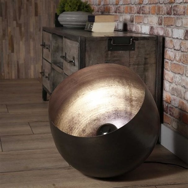 BelaLuz Industriële - Vloerlamp - Zwart nikkel - 50 cm - Zenzi