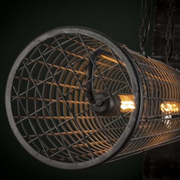 BelaLuz Industriële hanglamp Sydo 2-lichts grijs