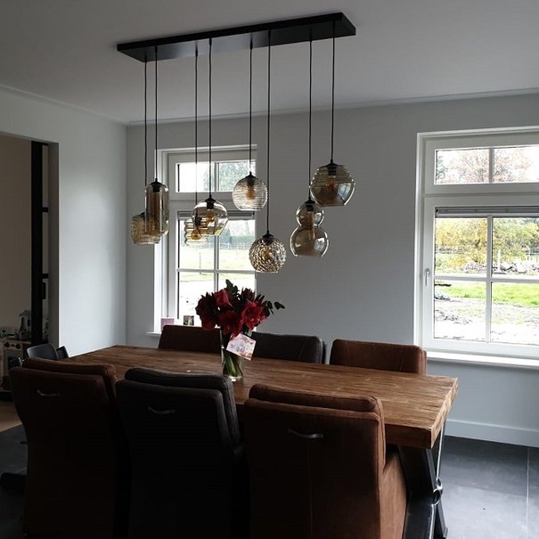 Moderne hanglamp Quinto 8-lichts zwart