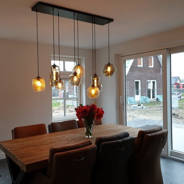Moderne hanglamp Quinto 8-lichts zwart